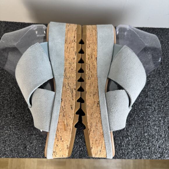 SOREL Women’s Cameron Flatform Mule Sandal In A Light Blue Suede Material Size 7 - Picture 3 of 8